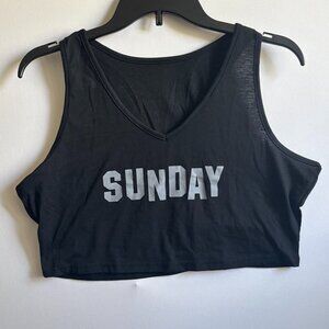 Black “SUNDAY” Cropped Tank Top